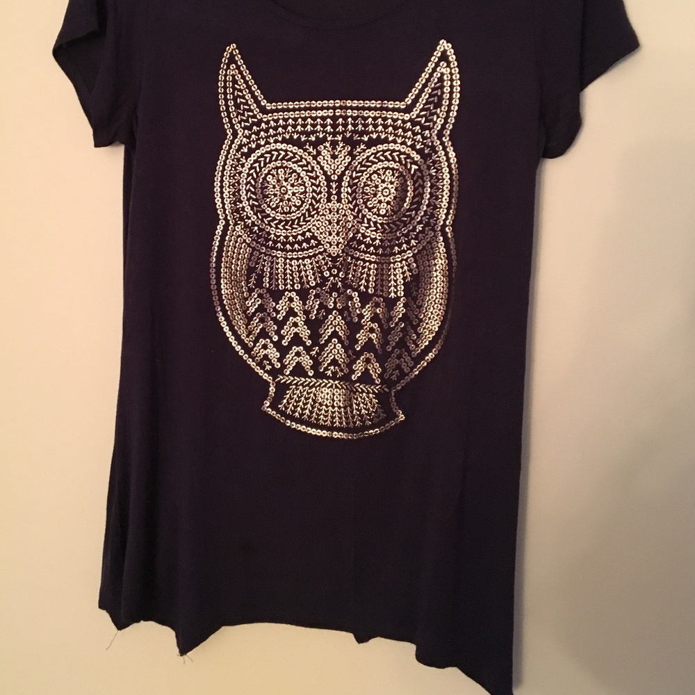 Velvet Skye navy owl print shirt